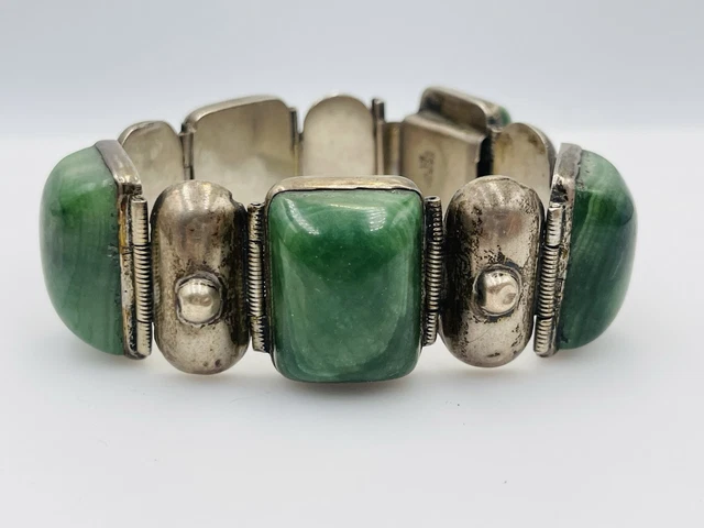 Broche Vintage En Pierre De Jade Néphte Verte Canadienne - Feuille D'érable Sculptée, Occasion