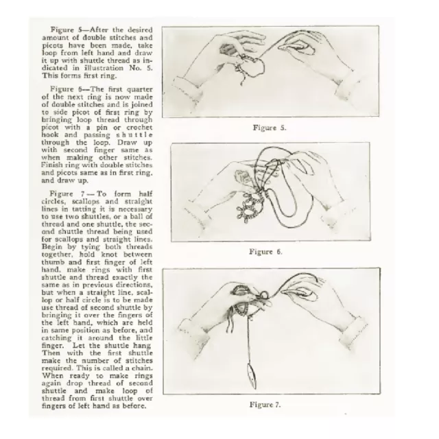 51 Tatting encaje instrucciones patrones en CD cómo tat usando tatting shuttle 3