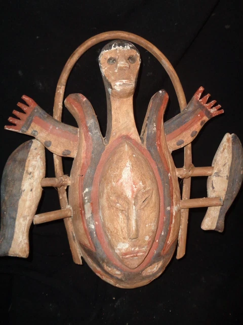 Arte Tribal Fino Inuit Máscara Madera 44 cm