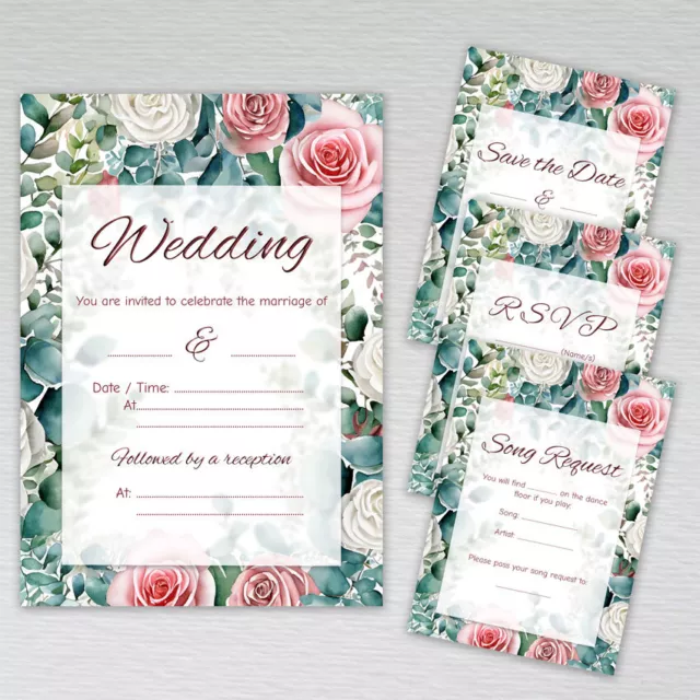 Floral Rose Wedding Reception Invitations Day Invites Save Date Evening RSVP