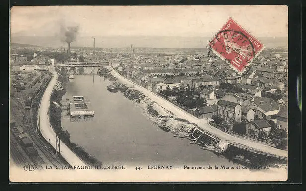 CPA Epernay, vue générale de la Marne et de Magenta 1913