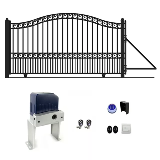 ALEKO Garden Yard Steel Single Sliding 16 ft Gate Paris Style with Gate Opener