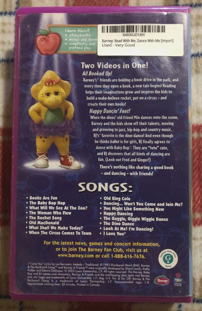 BARNEY'S READ WITH ME, DANCE WITH ME [2003] Canadian Clamshell VHS TAPE ...