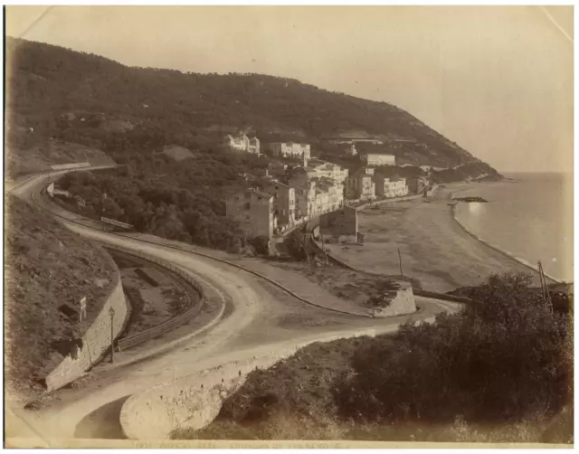 G.J. Italie, Ospedaletti, Environs de San Remo Vintage albumen print.  Tirage