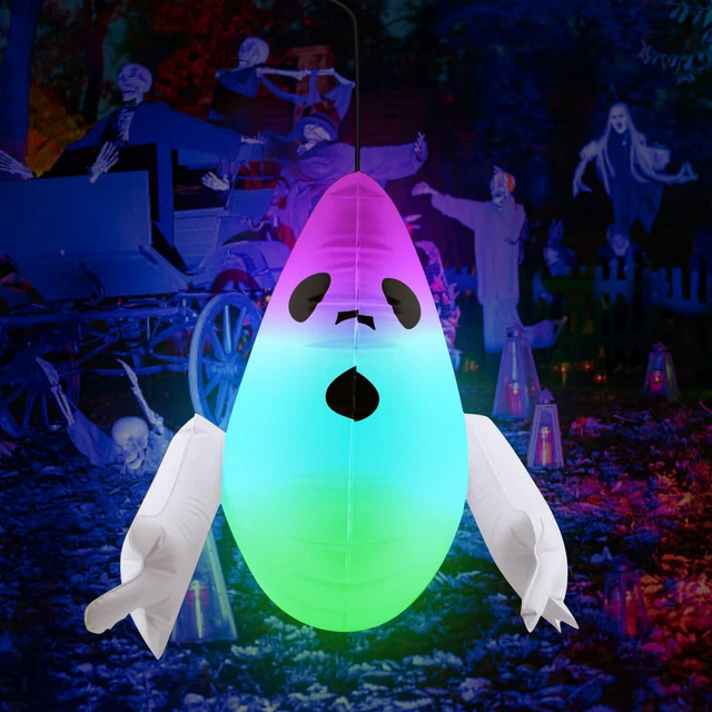 HALLOWEEN INFLATABLE GIANT LED Ghost Hanging Blow Up Decor Haunted