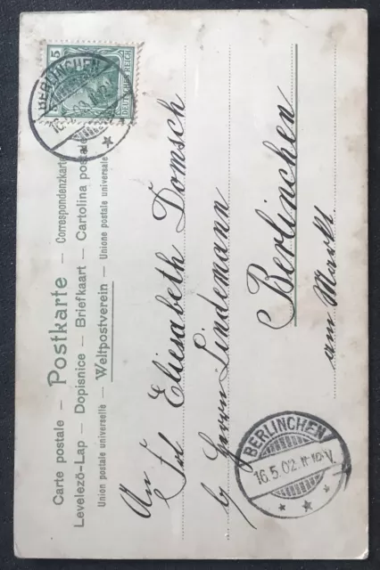 sehr schöne alte Blumen-Postkarte mit Blumenduft von 1902 - guter Zustand 2