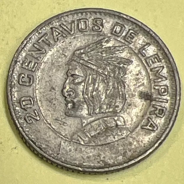 1973 REPUBLICA DE HONDURAS 20 CENTAVOS DE LEMPIRA - Indian Chief Lempira - 45.A8