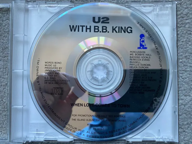 U2 When Love Comes To Town Rare 1989 US 1-Track Promo CD Mint