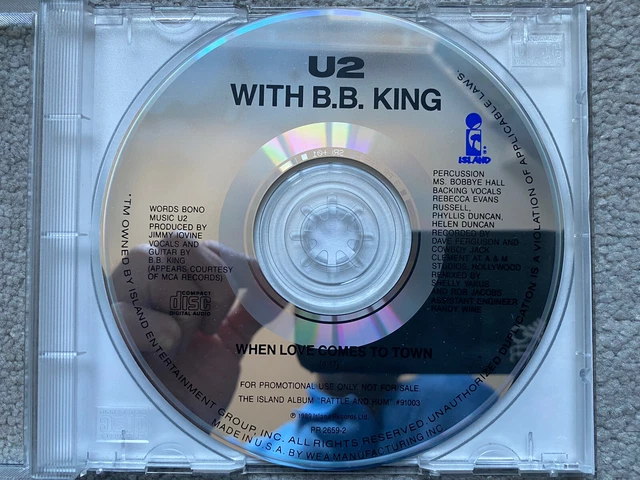U2 When Love Comes To Town Rare 1989 US 1-Track Promo CD Mint