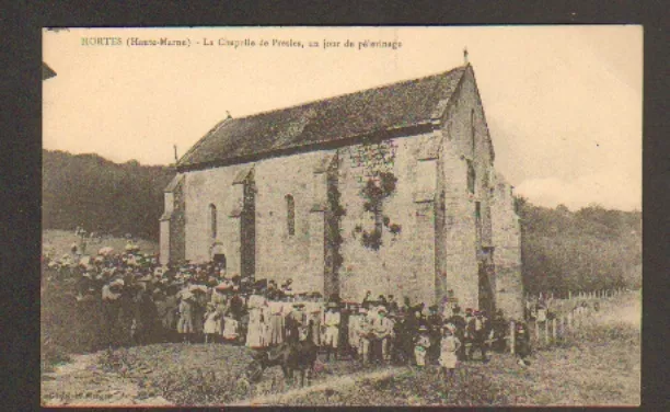 HORTES (52) CHAPELLE de PRESLES , JOUR DE PELERINAGE trés animé en 1914