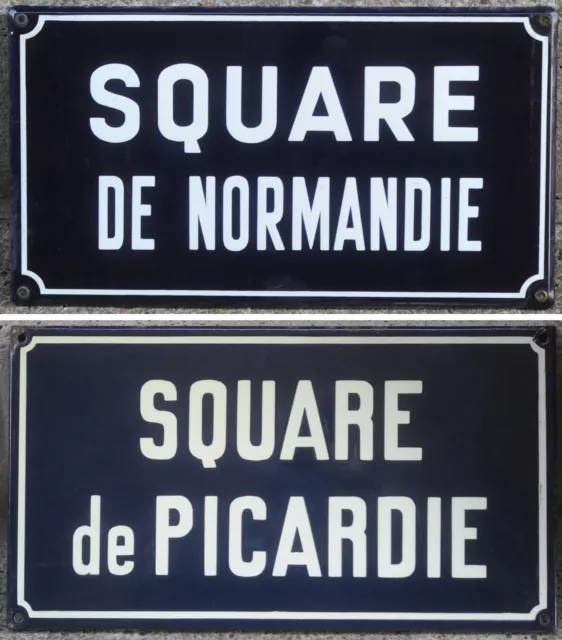 Old French enamel street sign road plaque plate square de Normandie Picardie