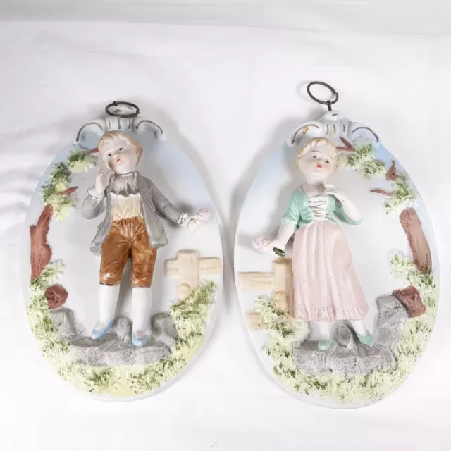 Ardco Girl and Boy Wall Plaques Japan Romantic Style