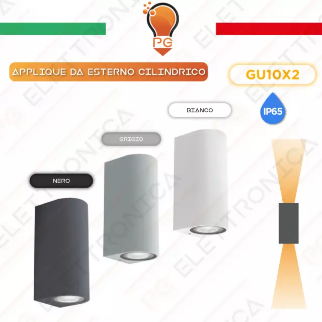 Applique Faretto A Parete Da Per Esterno Muro Terrazzo Doppia Luce Led Gu10 Ip65