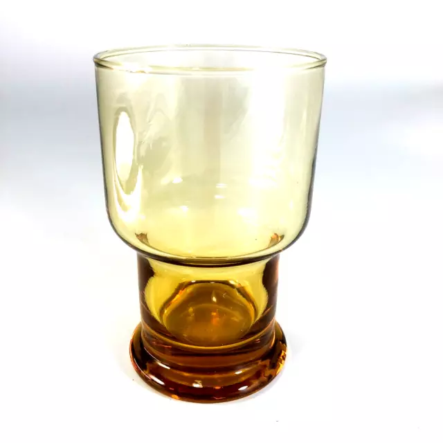 Vintage Amber Footed Drinking Glass Mid Century Modern 1970 S Cocktail Water 6 30 Picclick