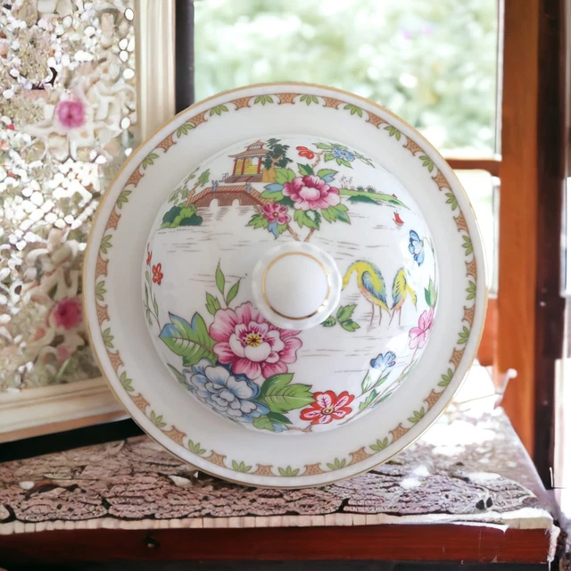 Crown Staffordshire Butter Dish with Lid PAGODA Fine Bone China England