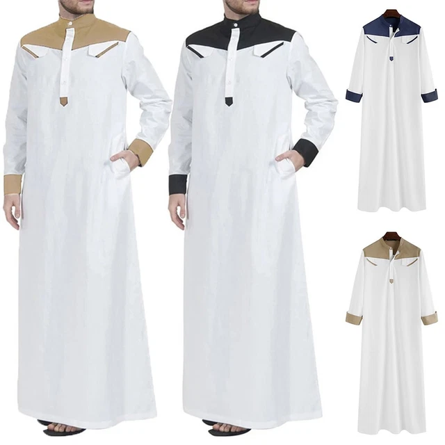 Abito classico uomo musulmano sciolto arabo saudita caftano jubba abito a tunica lungo