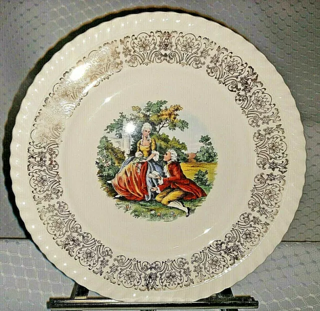 Sovereign Potters Earthenware Minuet Pattern Bread and Butter 22k Gold Trim