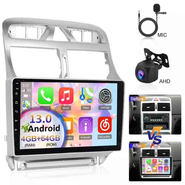 4+64G Für Peugeot 307 307CC 307SW 2002-2013 Autoradio Android13 GPS Navi Carplay