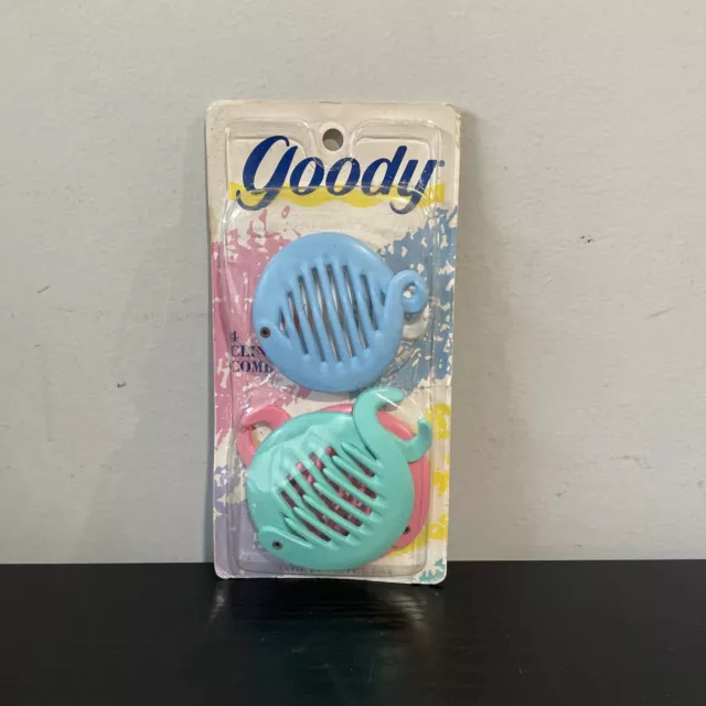 [ 1 Pack of 4 Combs ] Vintage 1989 Goody Clincher Combs Item #1182/5 Made in USA