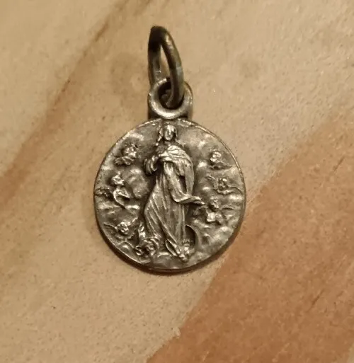Rare Petite Médaille Religieuse Ancienne Sainte Croix Santa Cruz Gravée