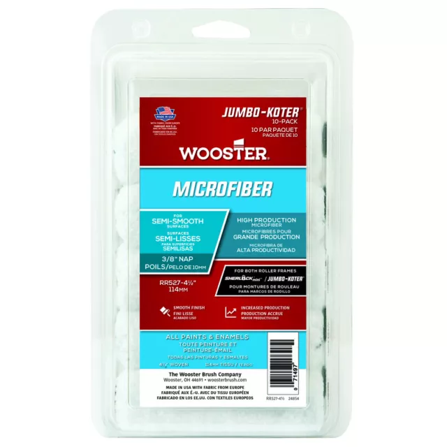 Wooster Jumbo Koter Microfiber 3/8 in. x 4.5 in. W Mini Paint Roller Cover 10 pk