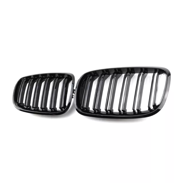 Car Double Line Gloss Black Front Center Grille For 2007-2013 BMW X5 X6 E70 E71