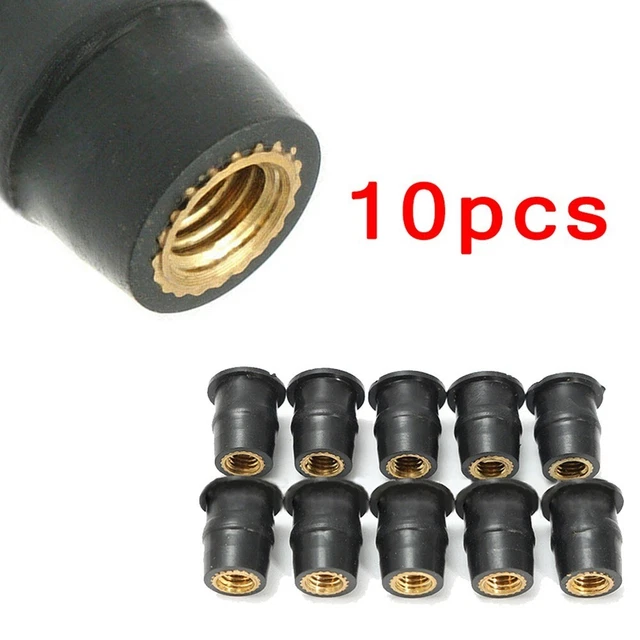 Lot De 10 écrous Antivibration En Caoutchouc Et Laiton - Filetage M5 Pour Fixation Sécurisée