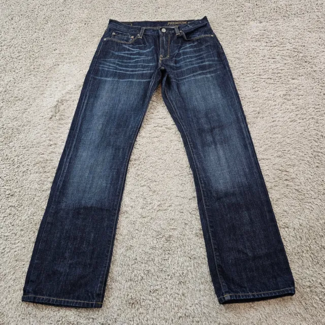 Gap Jeans Mens 32 Straight Low Rise Dark Wash Denim Premium Comfort 31x32
