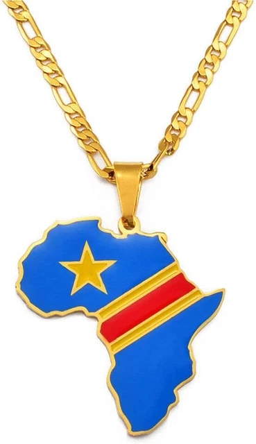 Collier Pendentif Drapeau Du Sénégal - Chaîne Couleur Or - Fabrication Générique