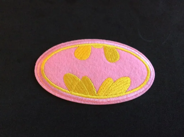 4” DC Batman Classic Yellow Pink Logo DIY Iron On Embroidered Applique Patch