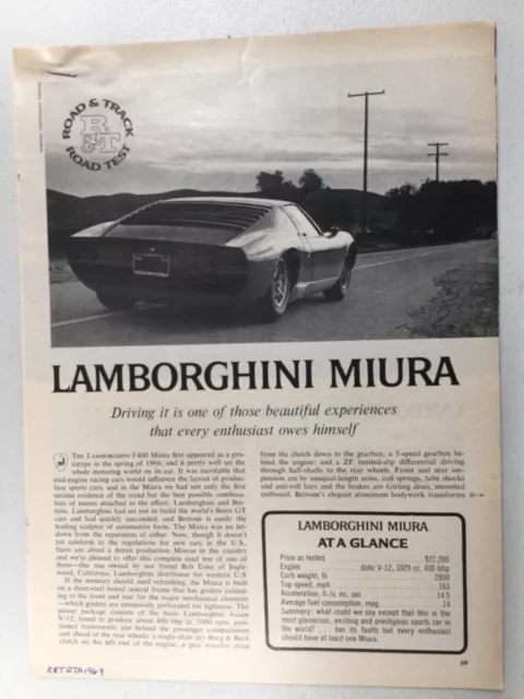 LLLArt39 Vintage Article Road Test Lamborghini Miura RTA 1969 5 Pege