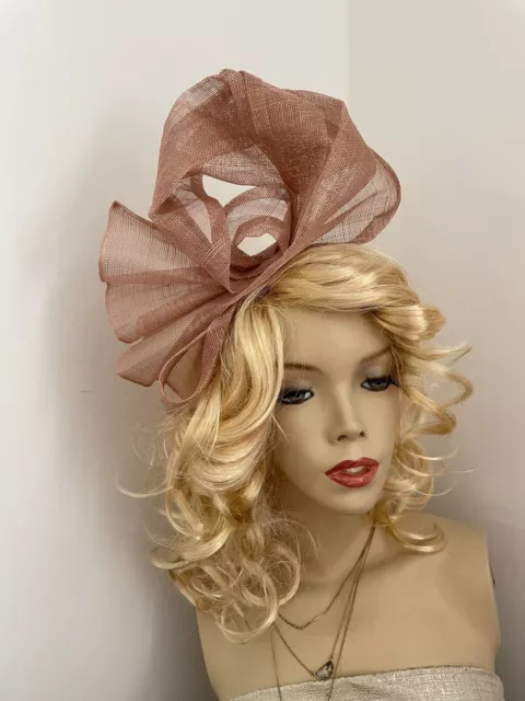 Nude/Blush Big Fascinator Formal Hatinator Hairband Womens Wedding Hat Ladies