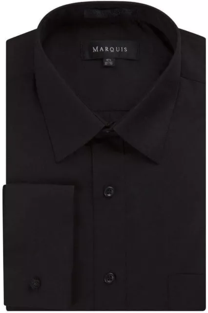 Marquis Men's Regular Fit French Cuff Cotton Blend Solid Dress Shirt