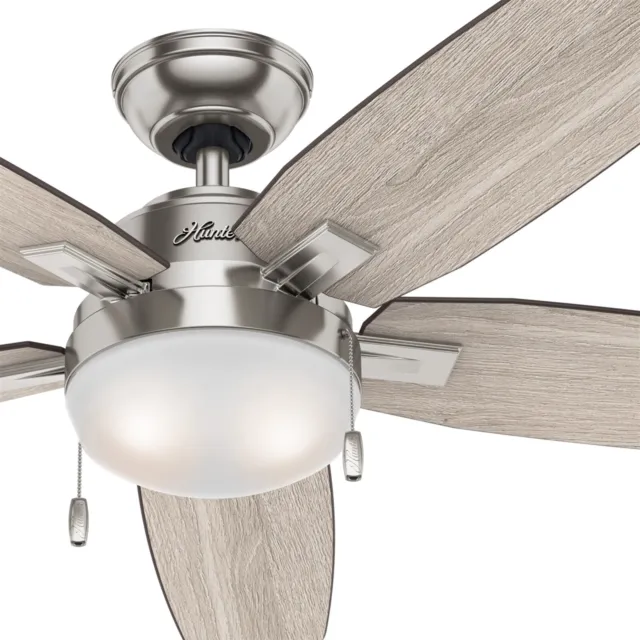 Hunter Fan 54 in Contemporary Brushed Nickel Ceiling Fan w Light and Pull Chain