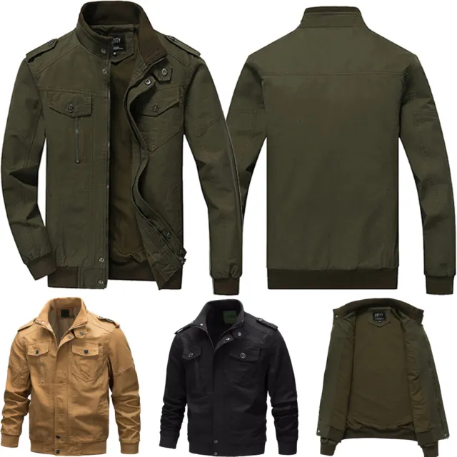 Men Military Tactical Bomber Jacket Army Cargo Combat Casual Cotton Work Coats✅
