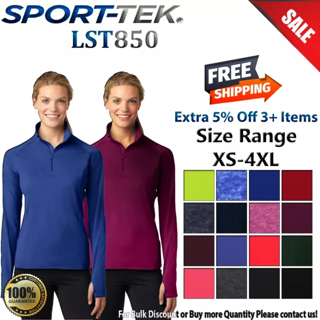 Sport-Tek LST850 Womens Long Sleeve Sport-Wick Stretch 1/2 Zip Stylish Pullover