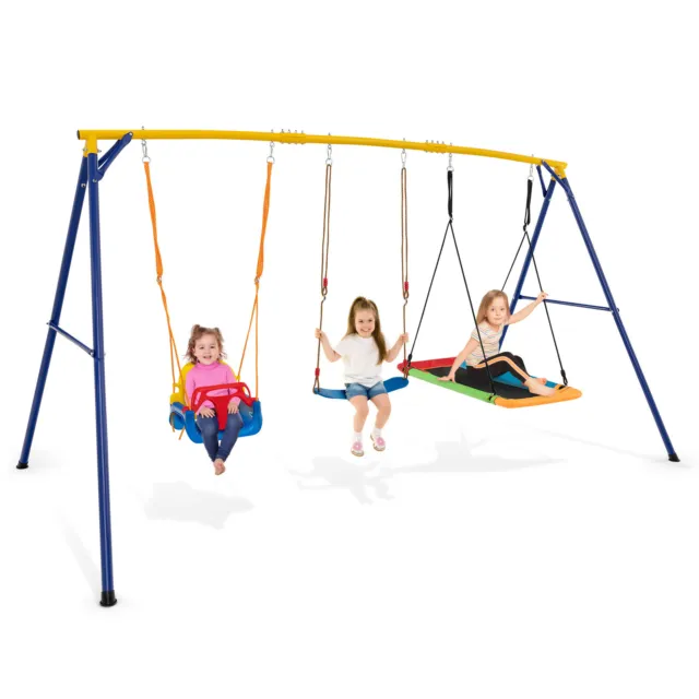 300 kg Heavy Duty Swing Set Backyard Kids Swing Set Indoor & Outdoor Playset