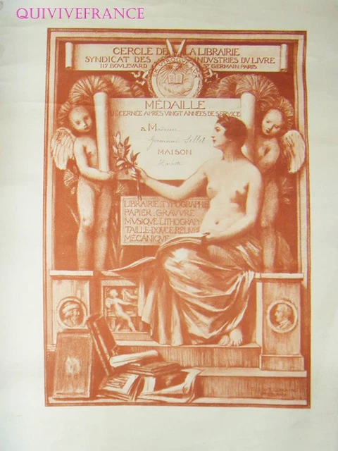 Médaille 1935 Syndicat Des Industries Du Livre - Bronze Argenté, Cercle De La Librairie France