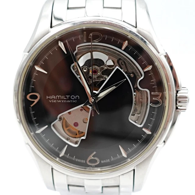 Montre Hamilton Jazzmaster Homme - Chronographe - Cadran Argent, Cuir Noir - H42565751