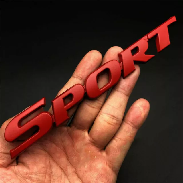 Metal Red Sport Racing Logo Sticker Car Trunk Tailgate Decoration Emblem Decal