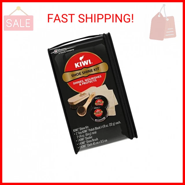 KIWI Shoe Shine Kit, Black - Gives Shoes Long-Lasting Shine and Protection (2 Ti