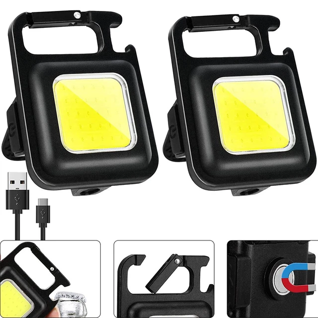 800LM COB LED Flashlight Work Light USB Rechargeable Torch Keychain Lamp Mini US