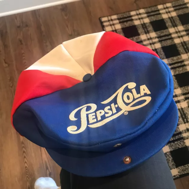 VTG Pepsi-Cola Snapback Trucker Hat USA red, white & blue snap back newsboy cap