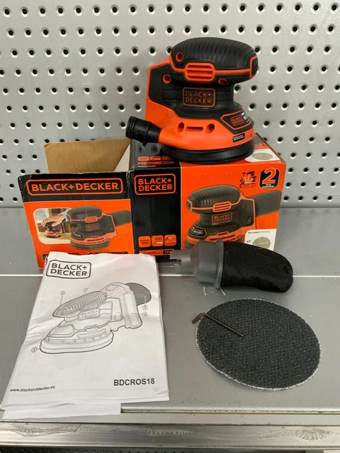 Black & Decker 18V Cordless Orbital Sander 125mm x1 1.5ah Batteries  BDCROS18-GB Buyaparcel