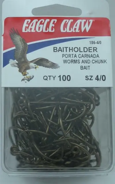 Eagle Claw 186 #4/0 100Ct Bronze Baitholder Hook 100ct