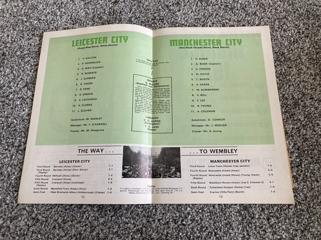 LEICESTER V MAN City 1969 FA Cup Final Programme. £4.87 PicClick UK