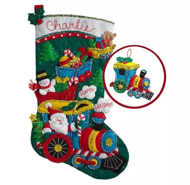 Bucilla Felt Ornaments Applique Kit Set of 8-Santa on The Go 89281E