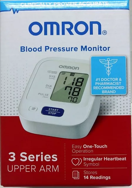 Omron 3 Series Upper Arm Blood Pressure Monitor 14 Readings One Touch BP7100 NEW