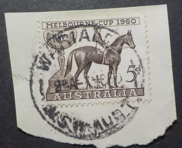 1960 Warialda.NSW.CDS Postmark on piece.5d Melbourne Cup(LotE424p)