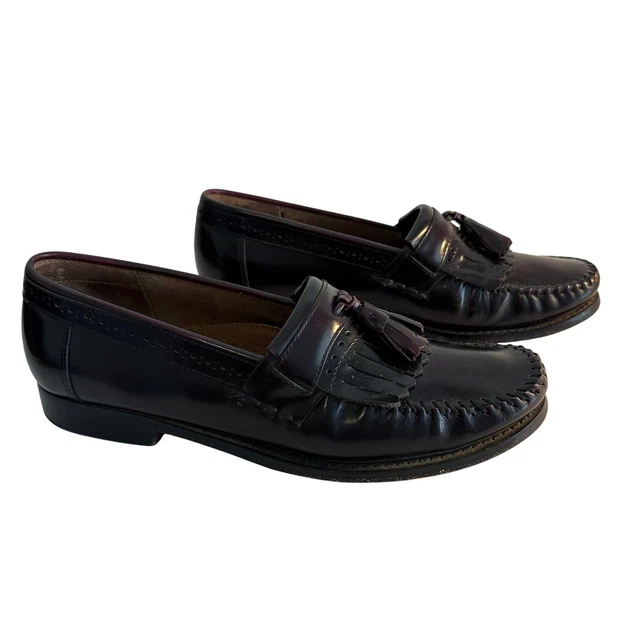 GH BASS WEEJUNS Vintage 70s Burgundy Leather Tassel Loafer  display picture 1